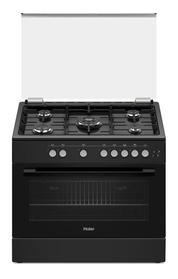 Cuisinière à gaz HAIER 5 Feux 90x60 Noir HCR6050 EGB